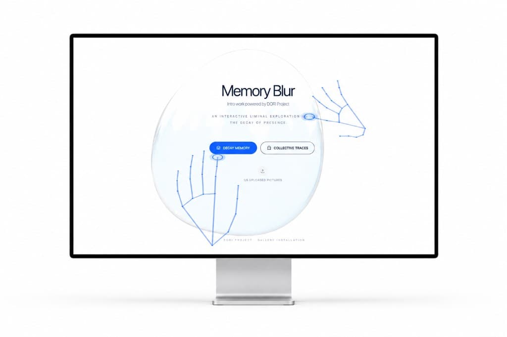Memory Blur Welcome Screen mit Bild-Upload und aktiviertem Hand-Tracking.