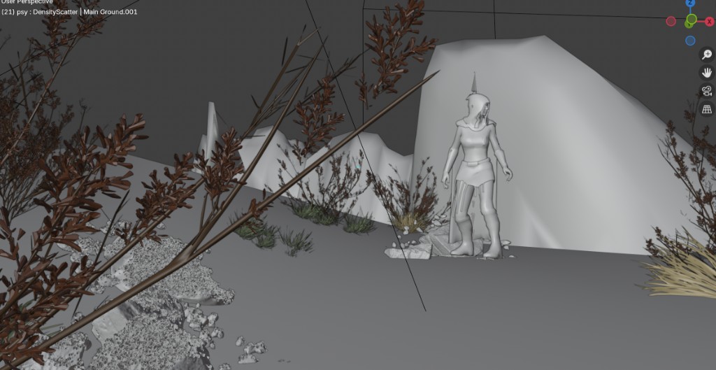 BLINK · Clay render: Character stand-in in der Umgebung