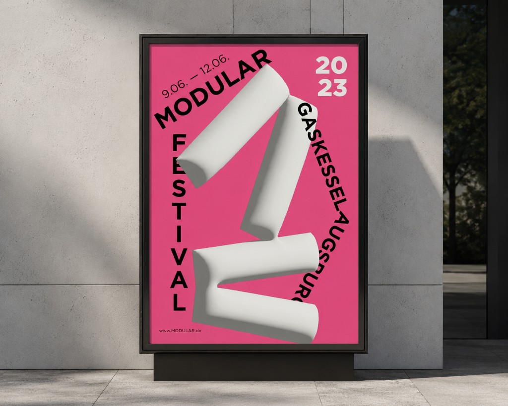 Modular Festival · Pink Key Visual als Citylight-Plakat